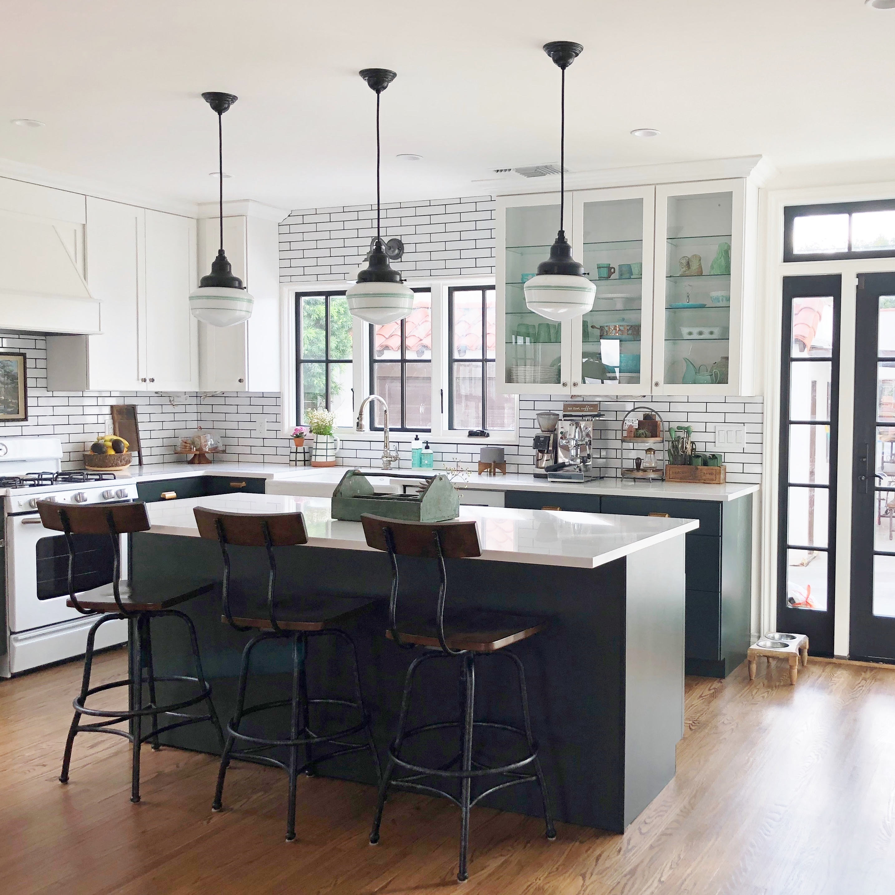 Primary Schoolhouse Cord Hung Pendant Light | Photo Courtesy of of Alpenglow Interiors